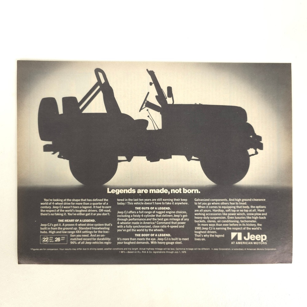 1981 Jeep CJ Print Ad Vintage 4x4 Wrangler Collector Garage Wall Art Show Decor